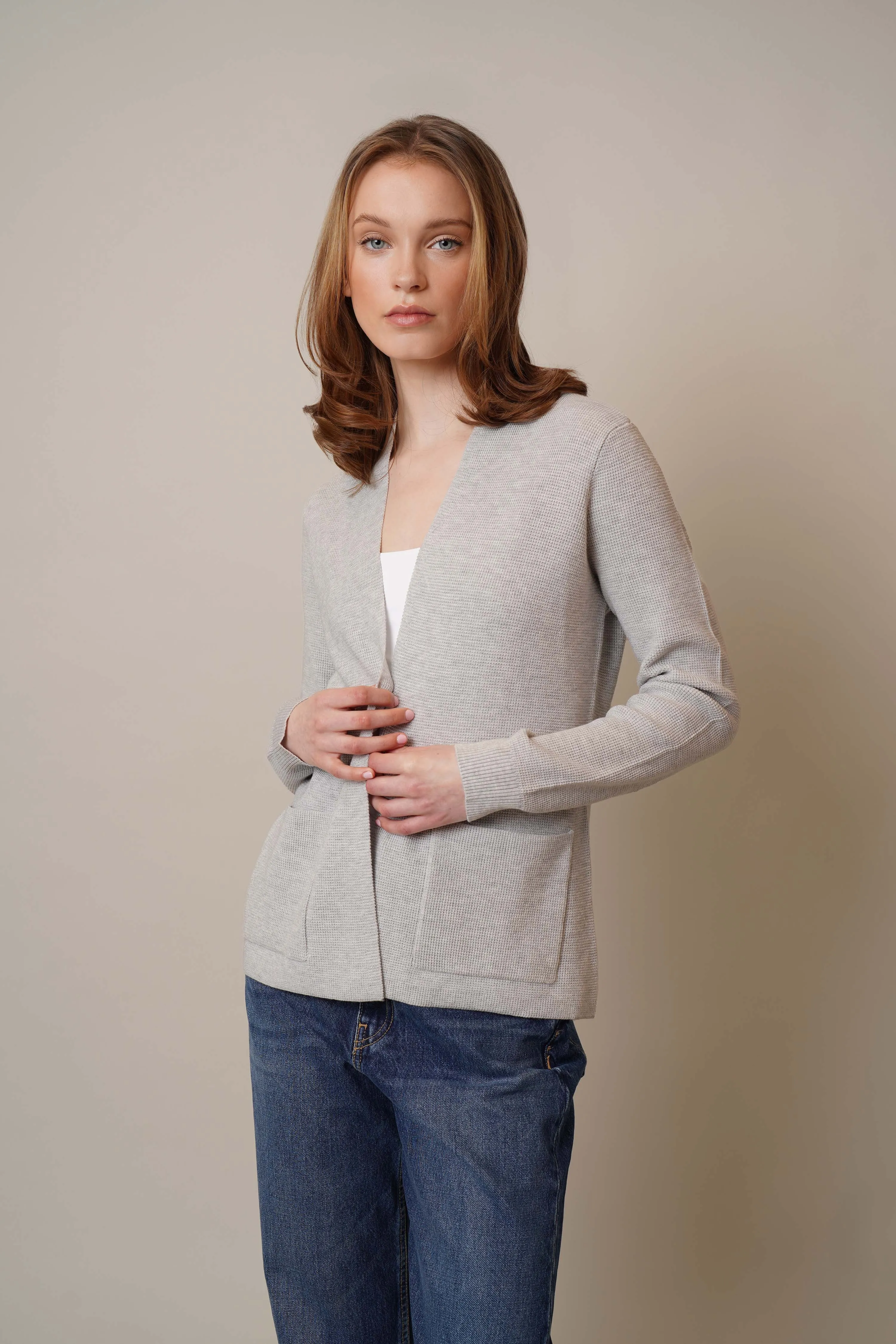 Waffle Cardigan with Pockets restful vibe