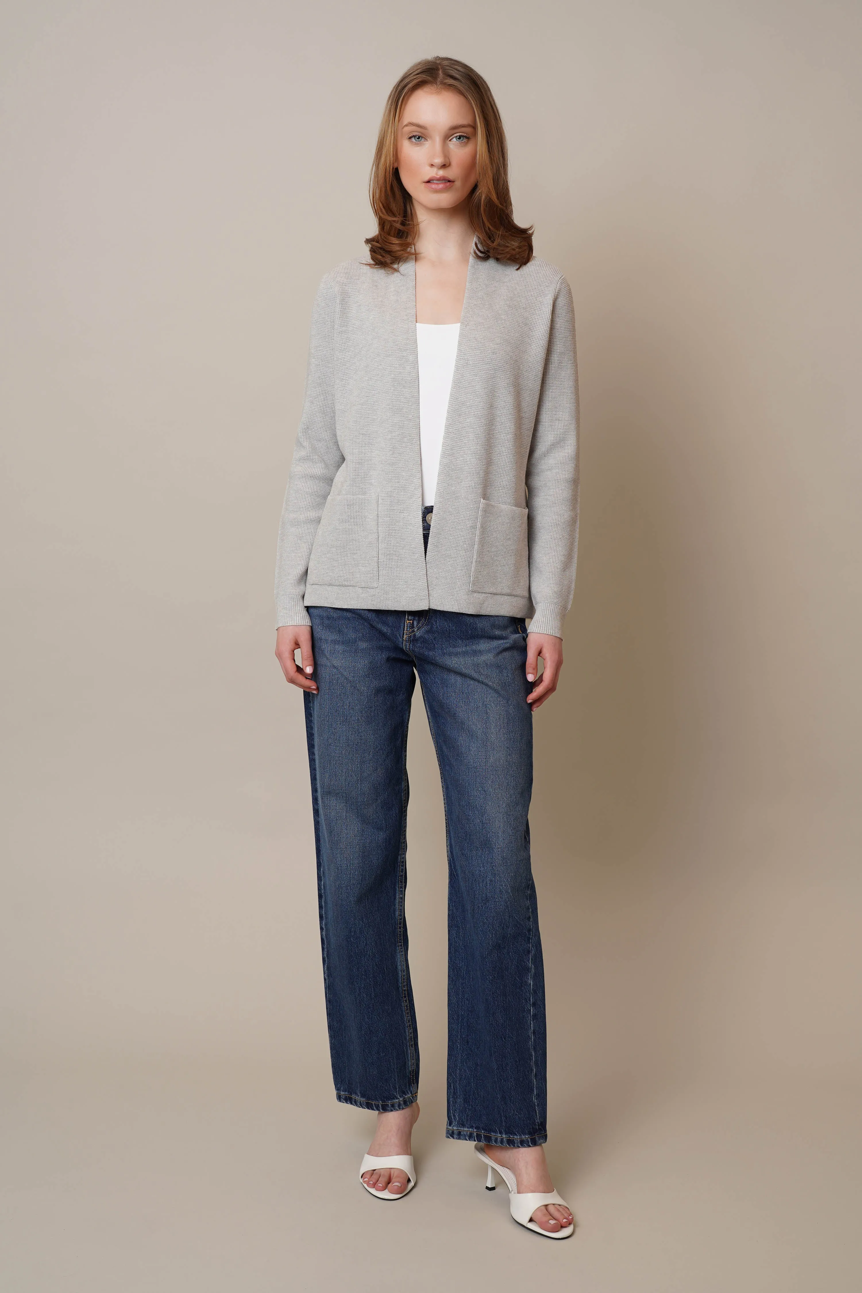 Waffle Cardigan with Pockets restful vibe