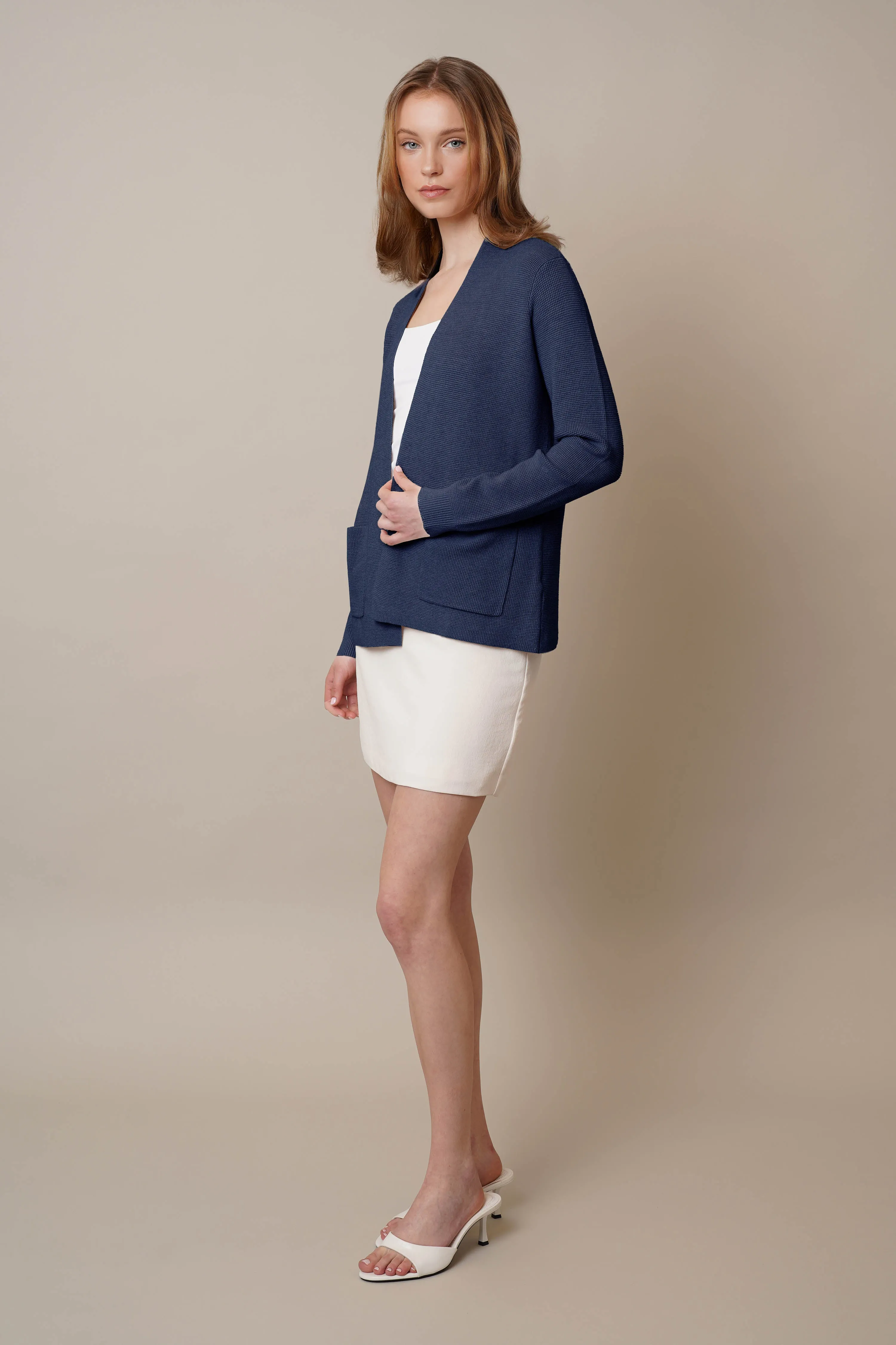 Waffle Cardigan with Pockets restful vibe