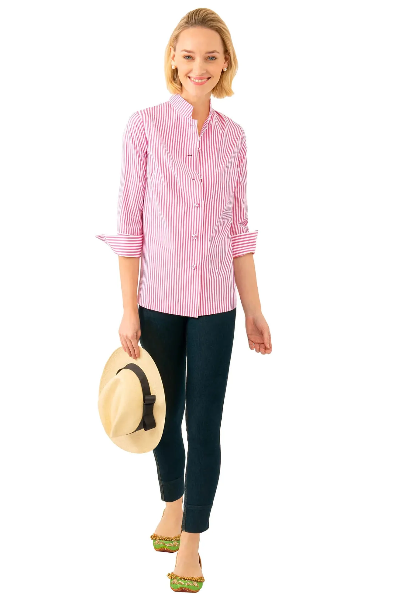 Wash / Wear Forget Me Knot Top - Stripe easy care