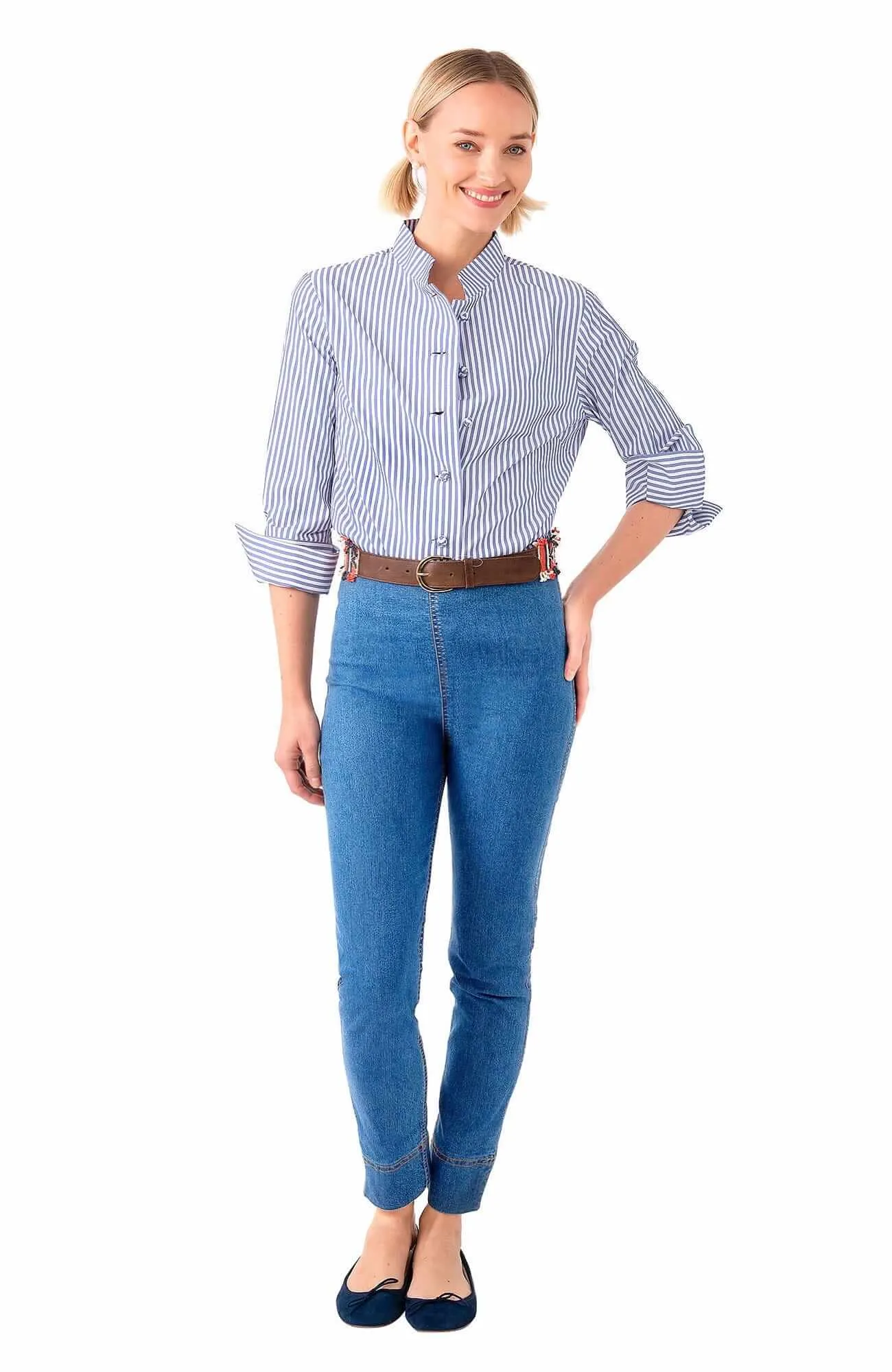 Wash / Wear Forget Me Knot Top - Stripe easy care