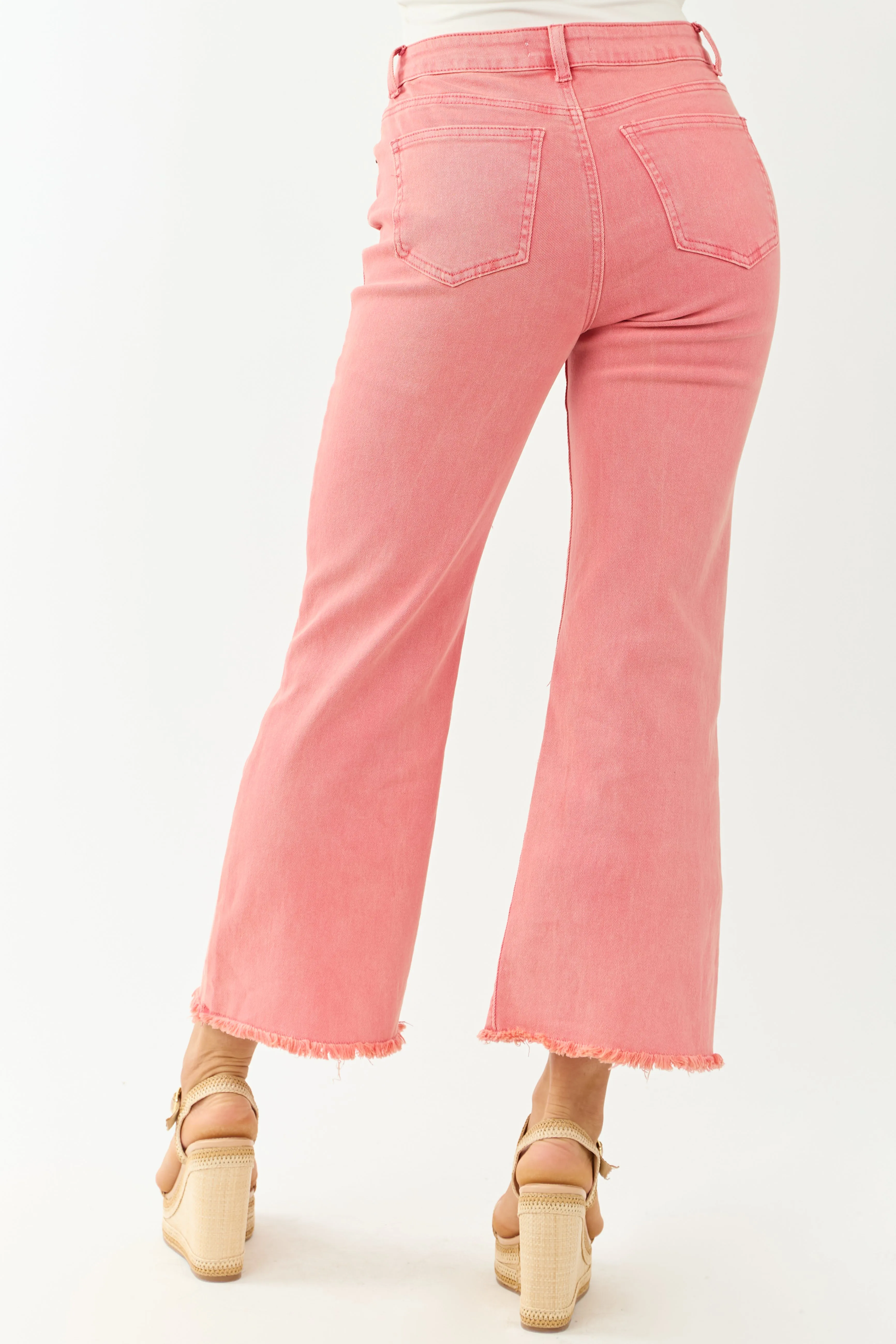 Watermelon Stretchy Acid Wash Bootcut Jeans clean look