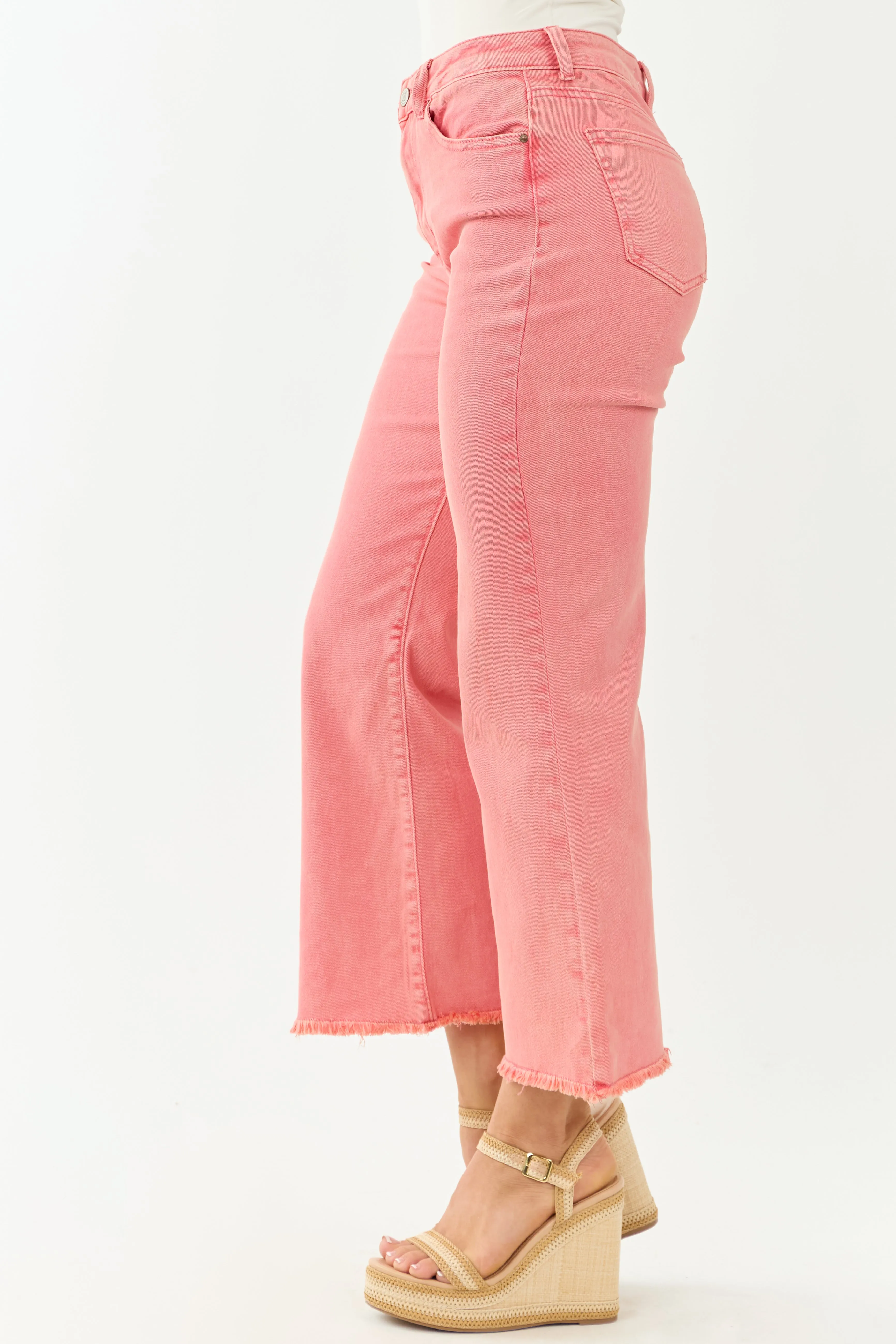 Watermelon Stretchy Acid Wash Bootcut Jeans clean look