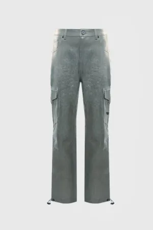 color-waxed charcoal,Men,product:Waxed Faux Leather Comfortable Jeans,removecolor,THC