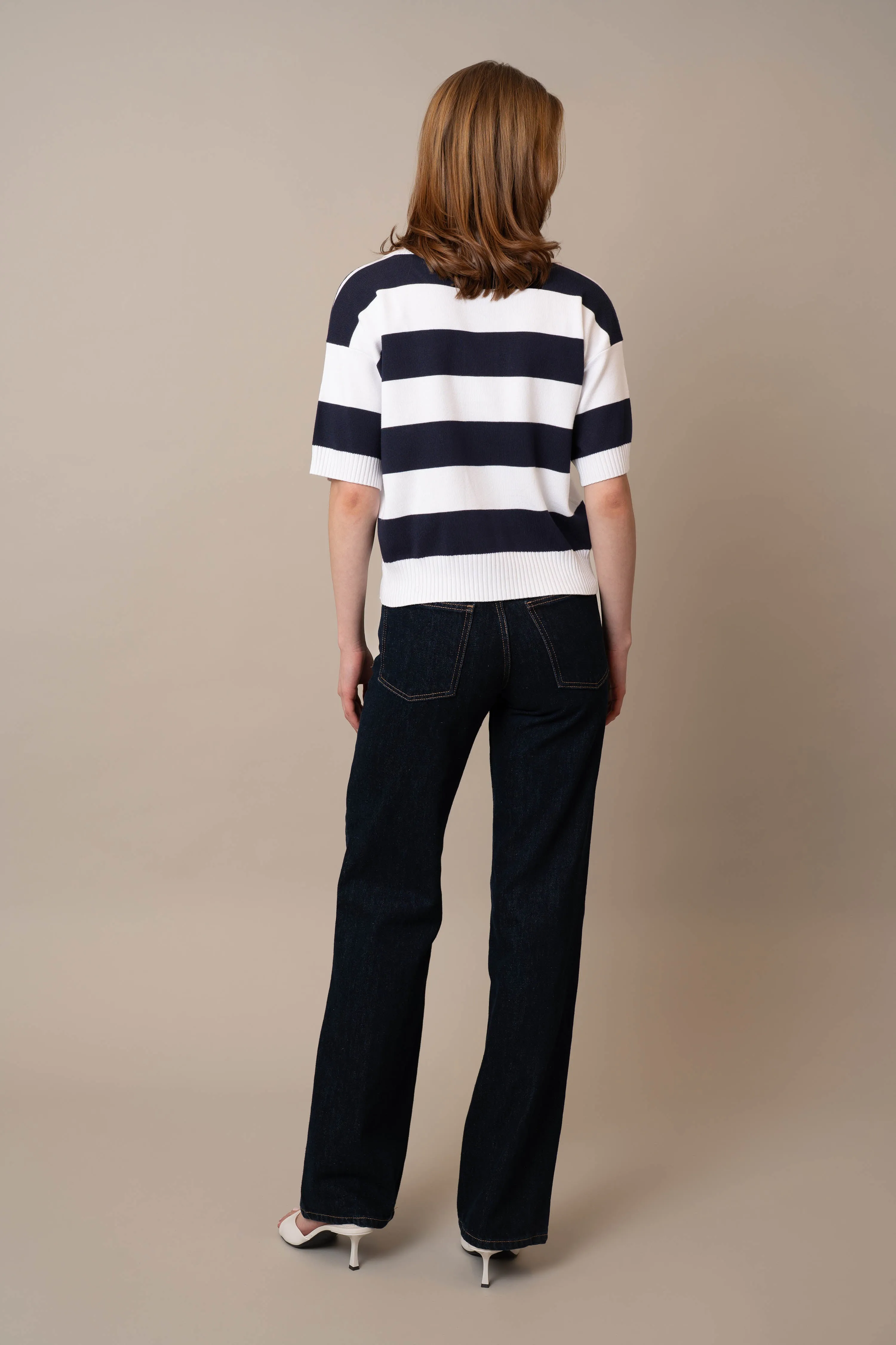 Wide Stripe Short Sleeve Pullover home look