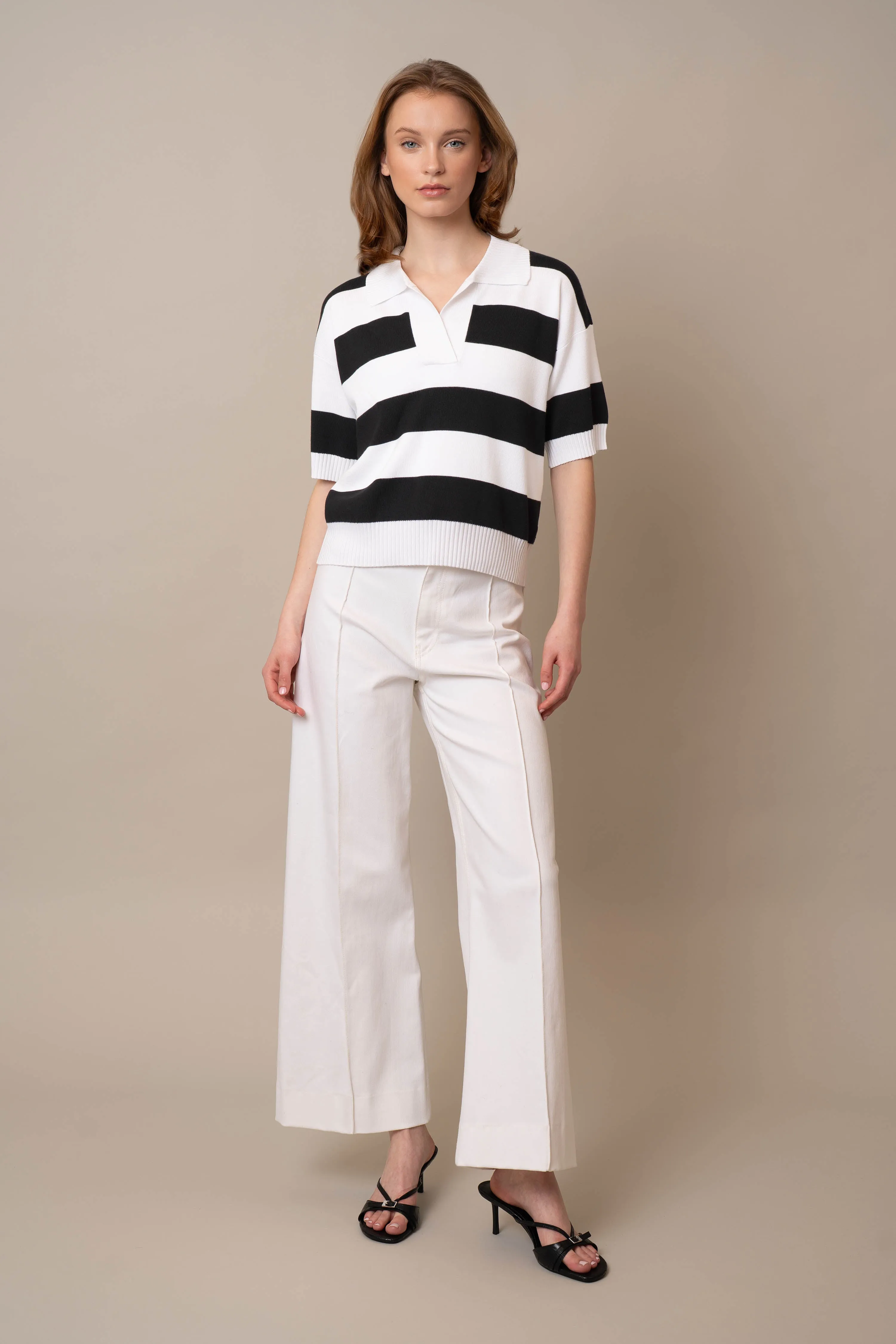 Wide Stripe Short Sleeve Pullover home look