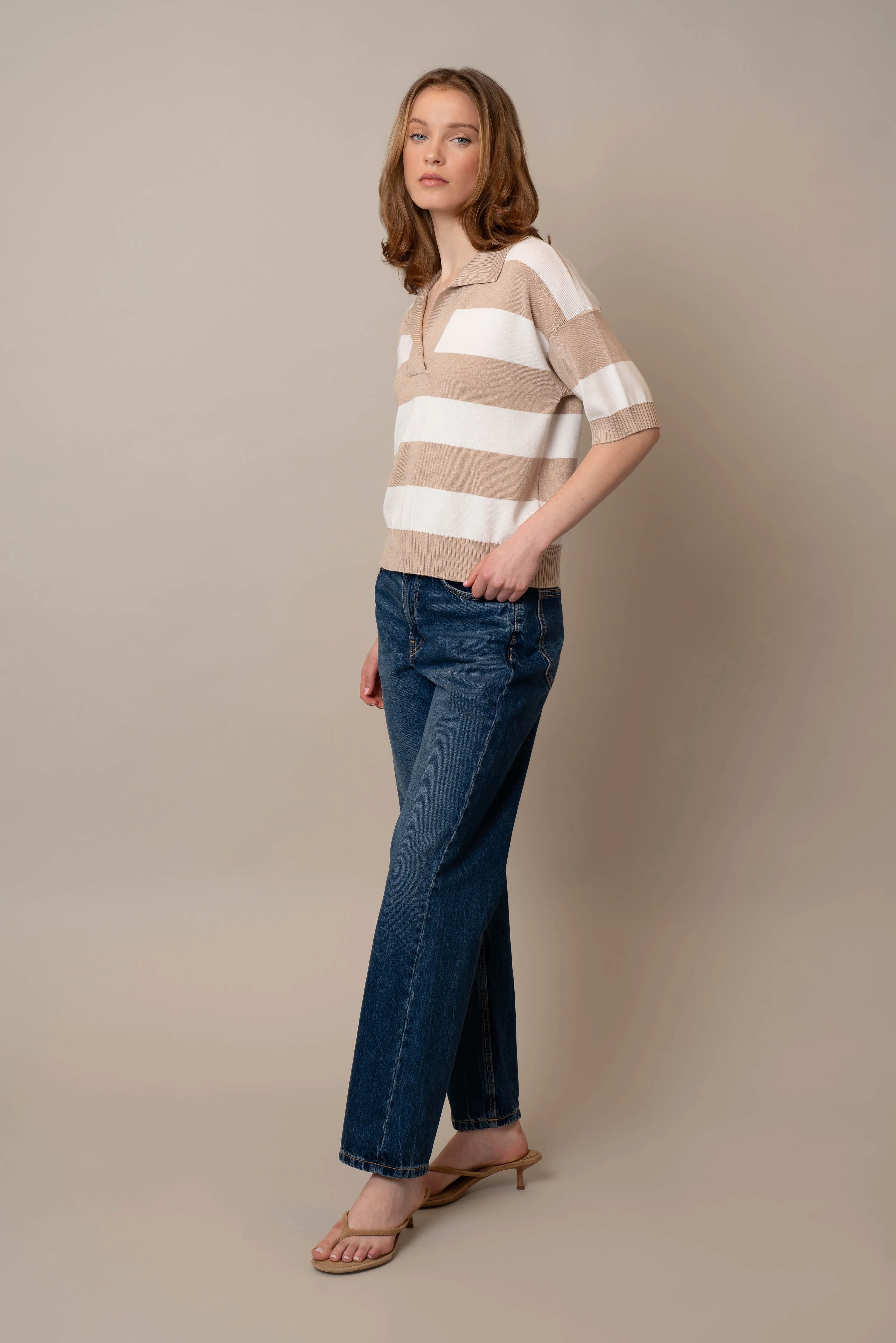 Wide Stripe Short Sleeve Pullover home look