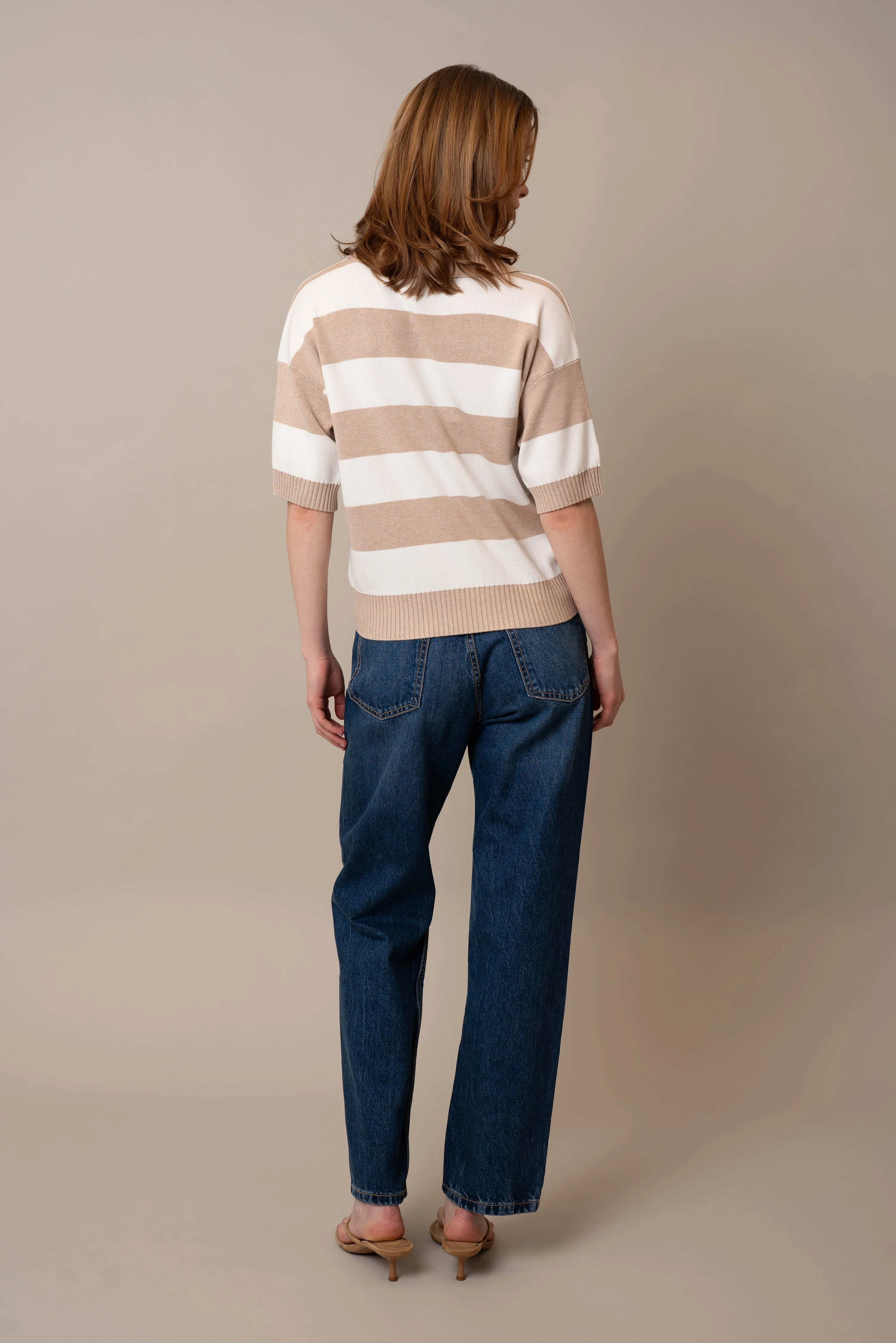 Wide Stripe Short Sleeve Pullover home look