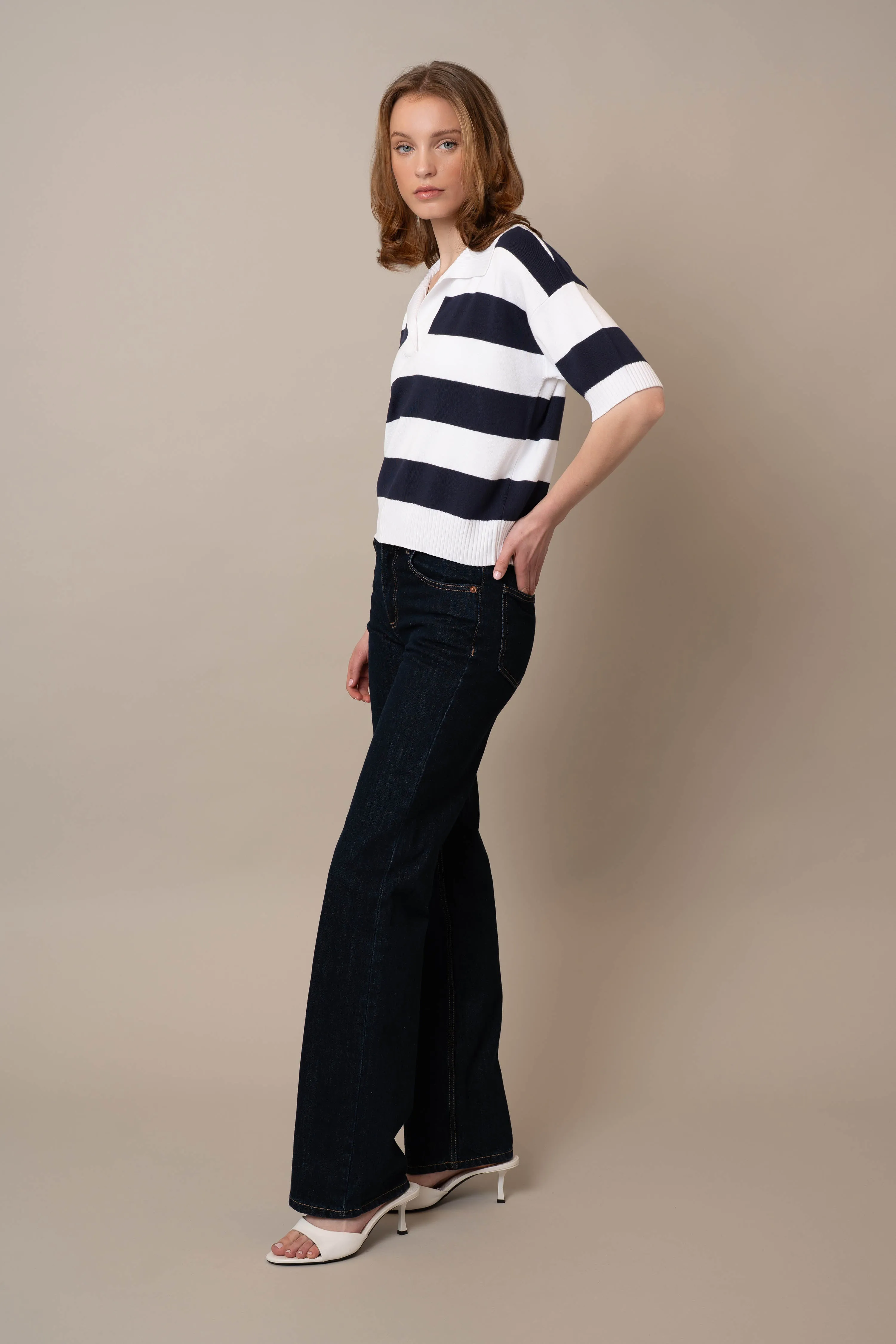 Wide Stripe Short Sleeve Pullover home look