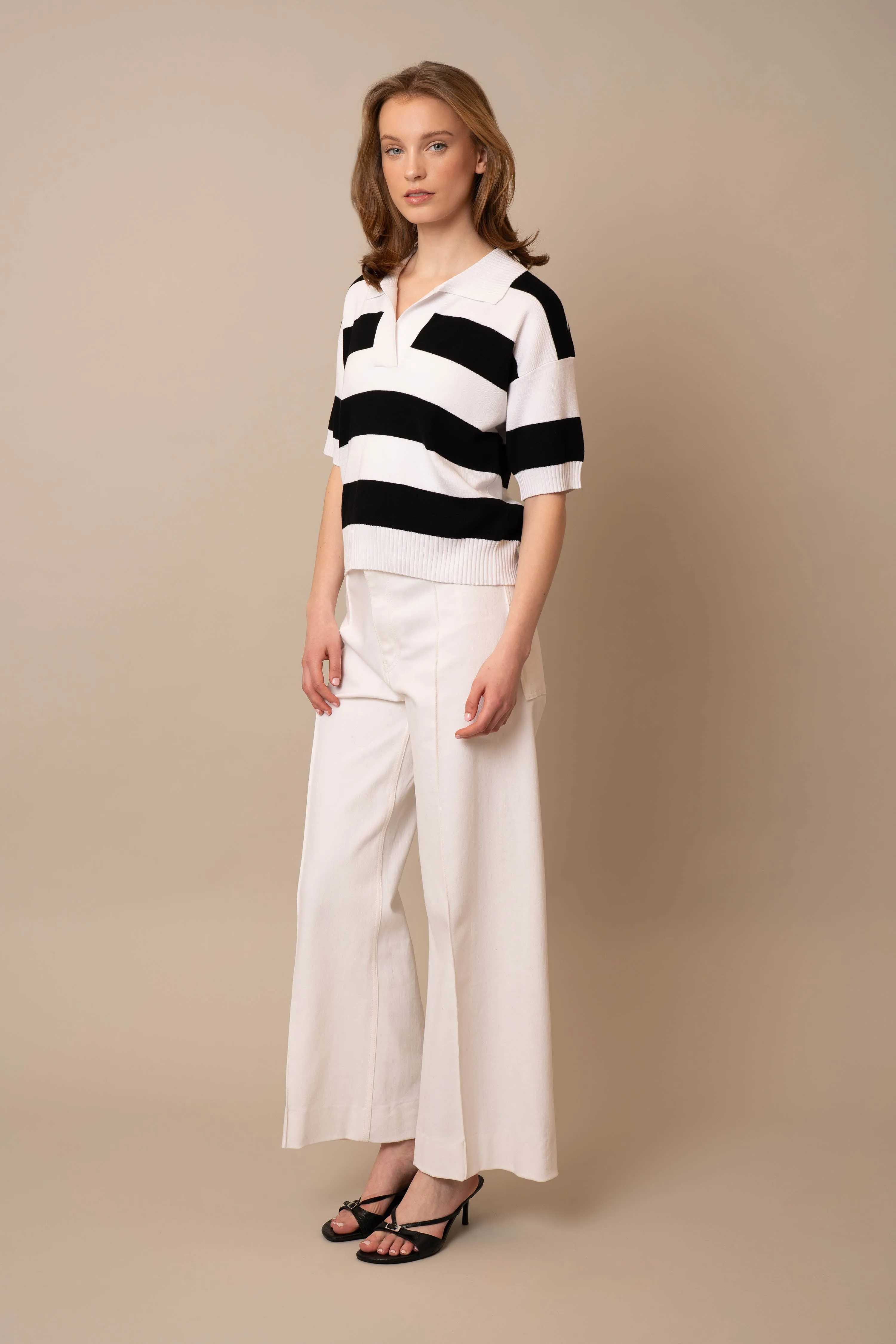 Wide Stripe Short Sleeve Pullover home look