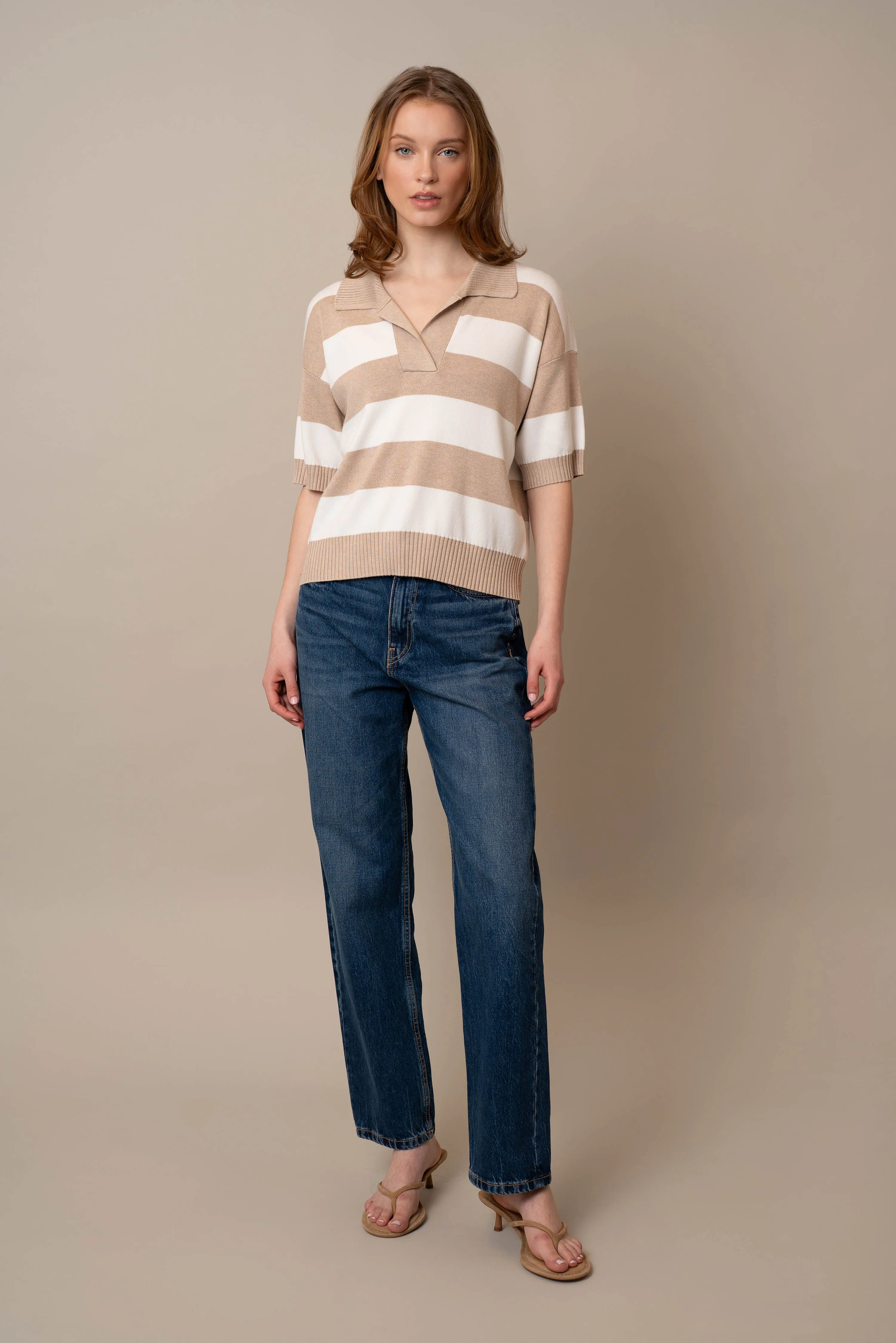 Wide Stripe Short Sleeve Pullover home look