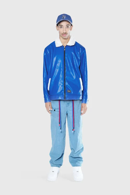 Zip up Waxed Leather Big Paisley Blouson Jacket adventure mode